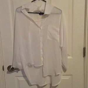 White cover up shirt
